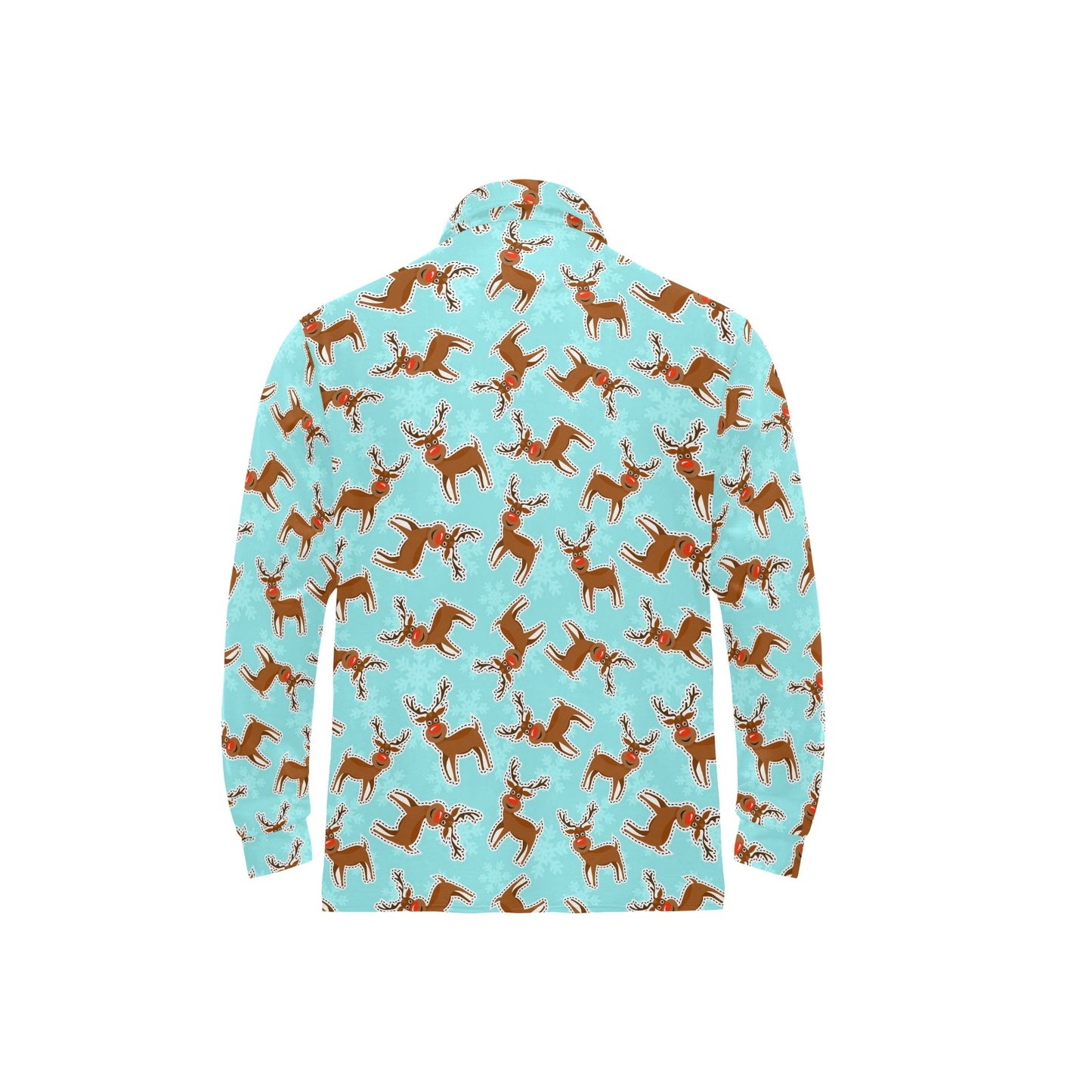 Reindeer Print Design LKS403 Long Sleeve Polo Shirt For Men's