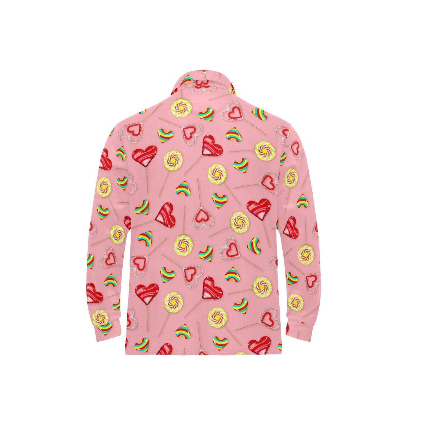 Lollipop Pattern Print Design LL05 Long Sleeve Polo Shirt For Men's