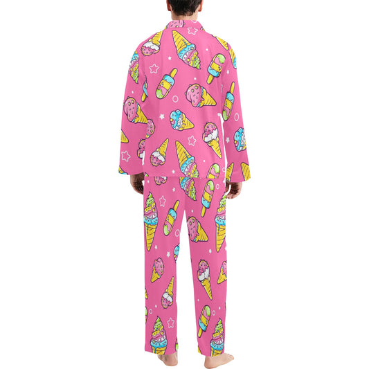 Ice Cream Pattern Print Design IC04 Men's Long Pajama Set