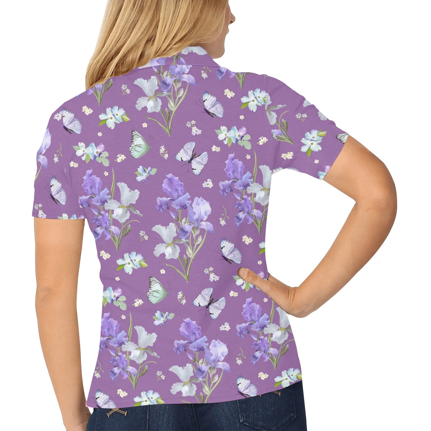 Iris Pattern Print Design IR09 Women's Polo Shirt