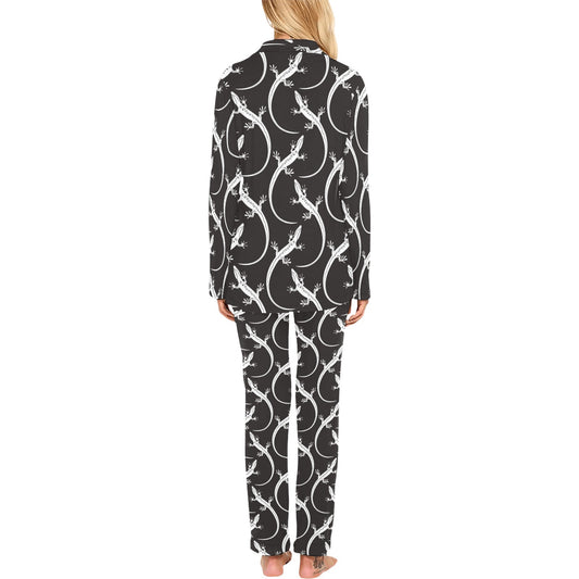 lizard Pattern Print Design 01 Women's Long Pajama Set