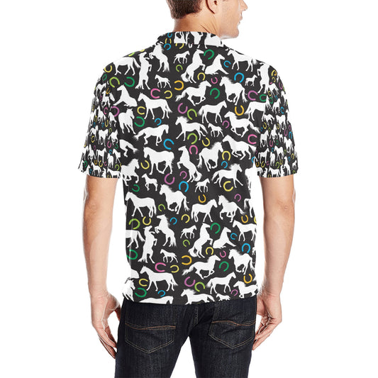 Horse Hoof Colorful Print Design LKS301 Men Polo Shirt