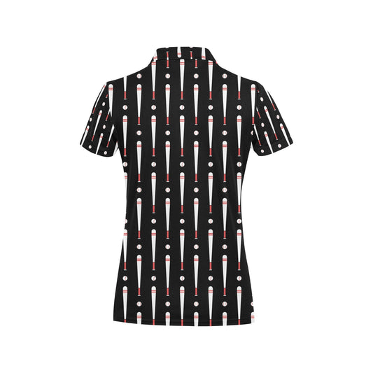 Baseball Pattern Print Design 03 Women's Polo Shirt