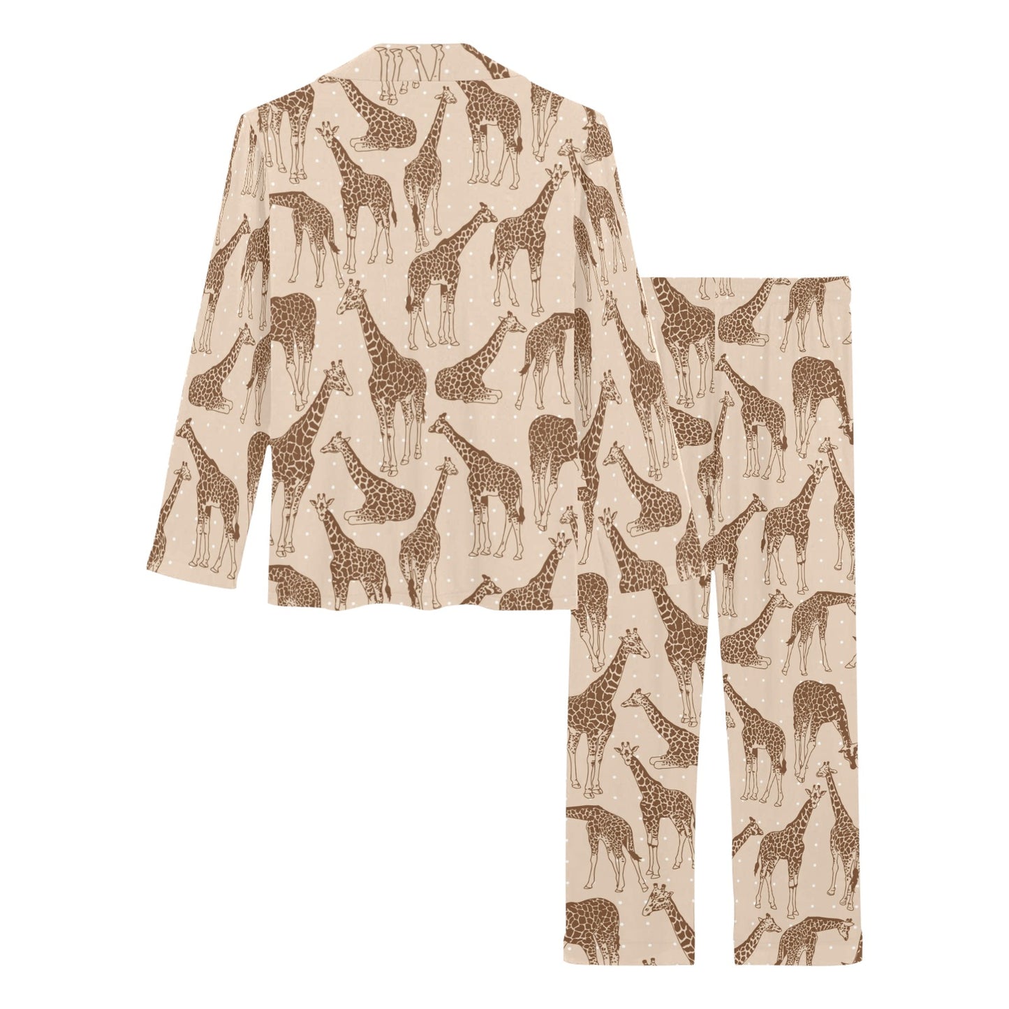Giraffe Pattern Design Print Women's Long Pajama Set