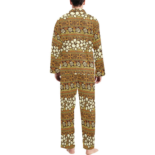 Hawaiian Themed Pattern Print Design H015 Men's Long Pajama Set