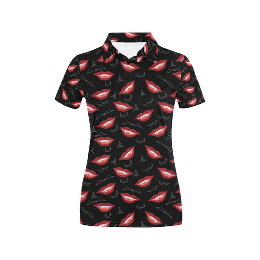 Vampire Lips Print Design LKS301 Women's Polo Shirt