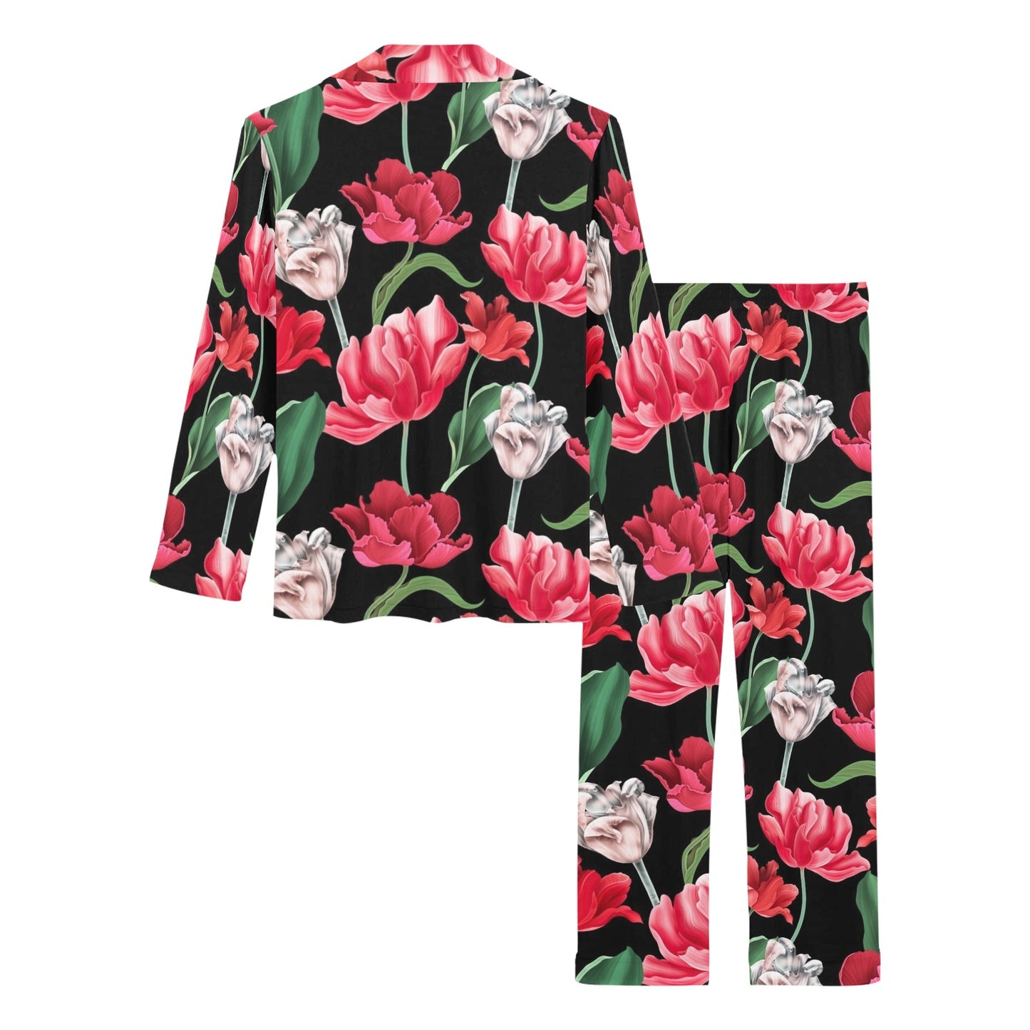 Tulip Pattern Print Design TP08 Women's Long Pajama Set