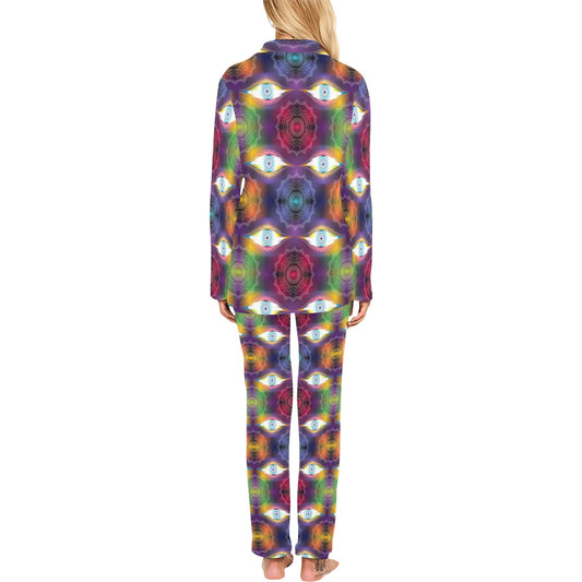 Chakra Eye Print Pattern Women's Long Pajama Set