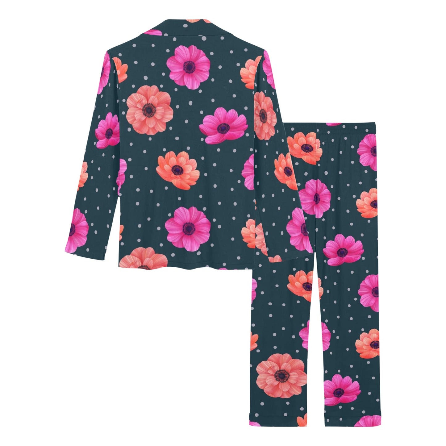 Anemone Pattern Print Design AM08 Women's Long Pajama Set