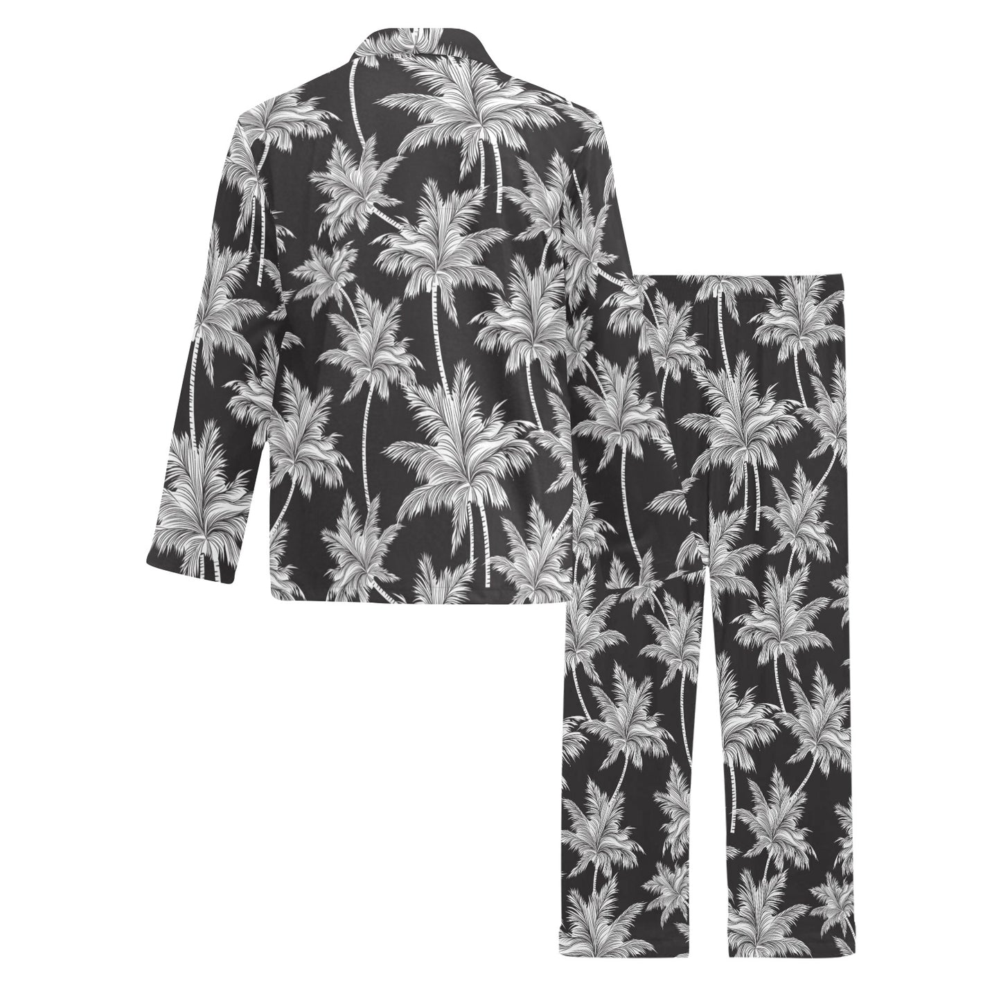 Palm Tree Pattern Print Design PT03 Men's Long Pajama Set