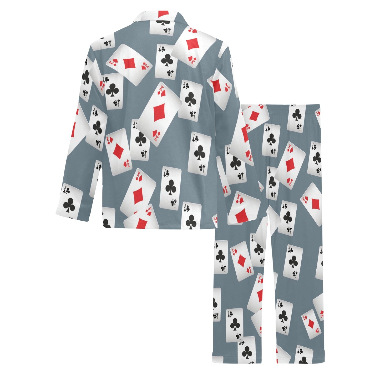 Poker Cards Pattern Print Design A05 Men's Long Pajama Set