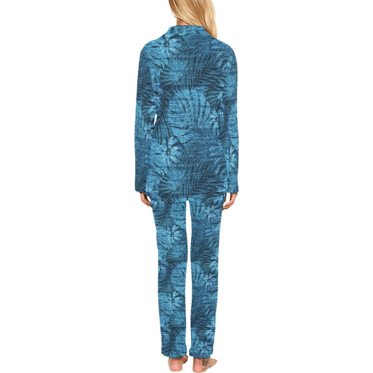 Jean Tropical Pattern Print Design 04 Women's Long Pajama Set