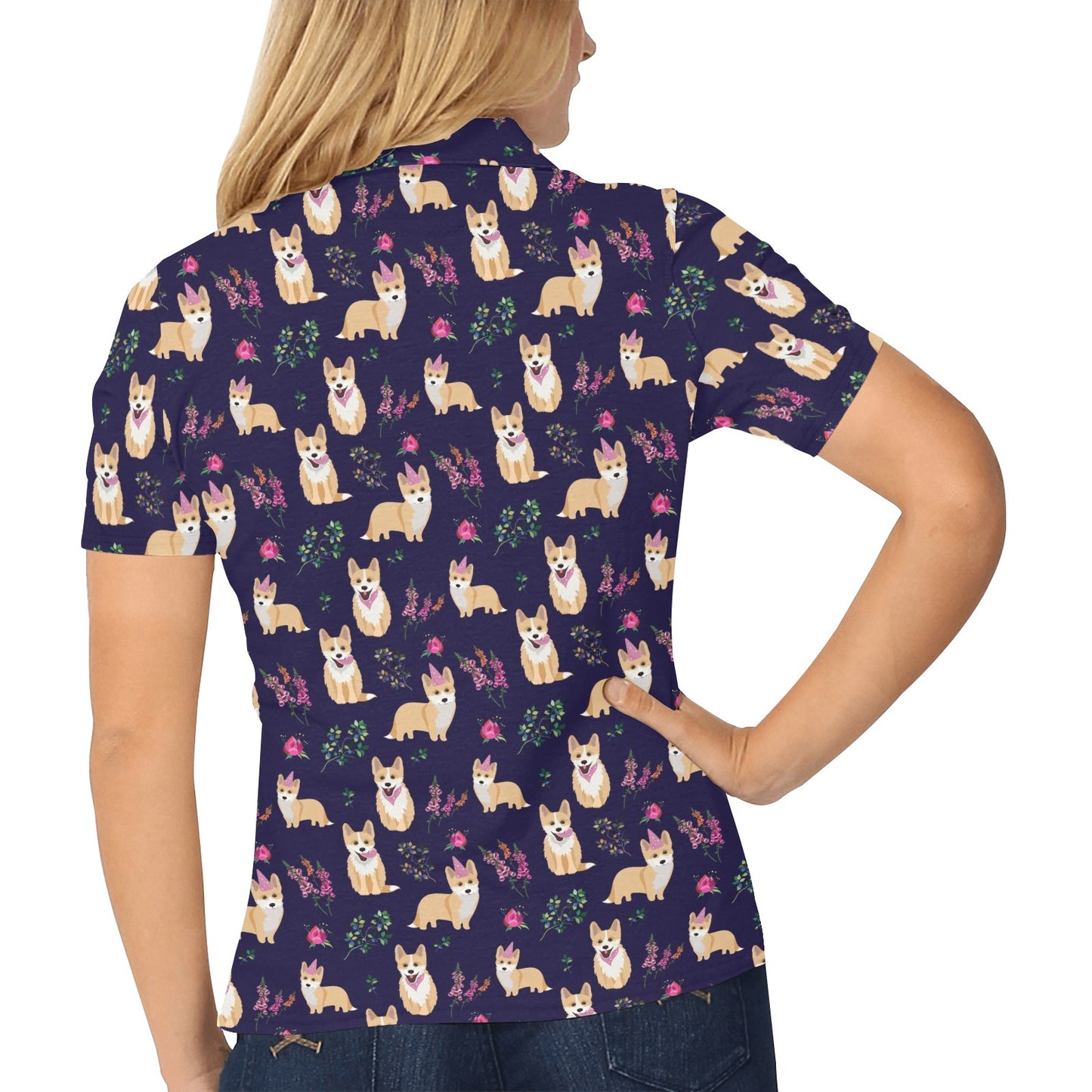 Pembroke Welsh Corgis Pattern Print Design A06 Women's Polo Shirt