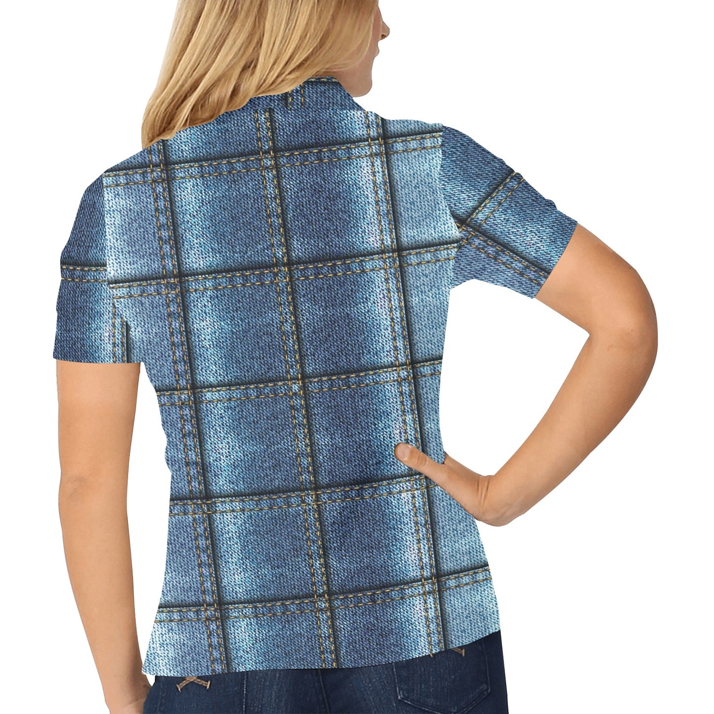 Jean Paisley Pattern Print Design 01 Women's Polo Shirt