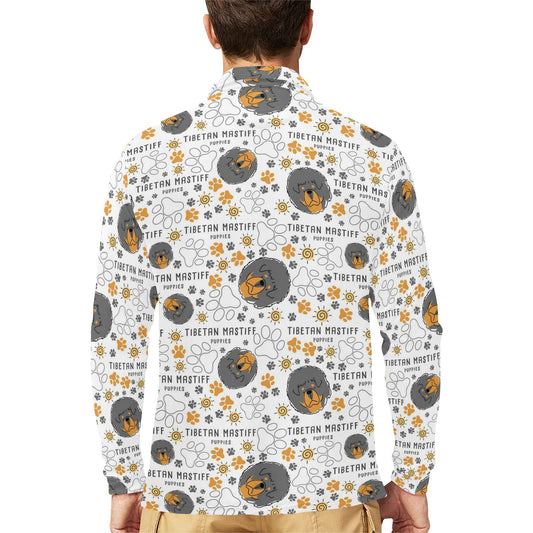 Tibetan Mastiffs Print Design LKS302 Long Sleeve Polo Shirt For Men's