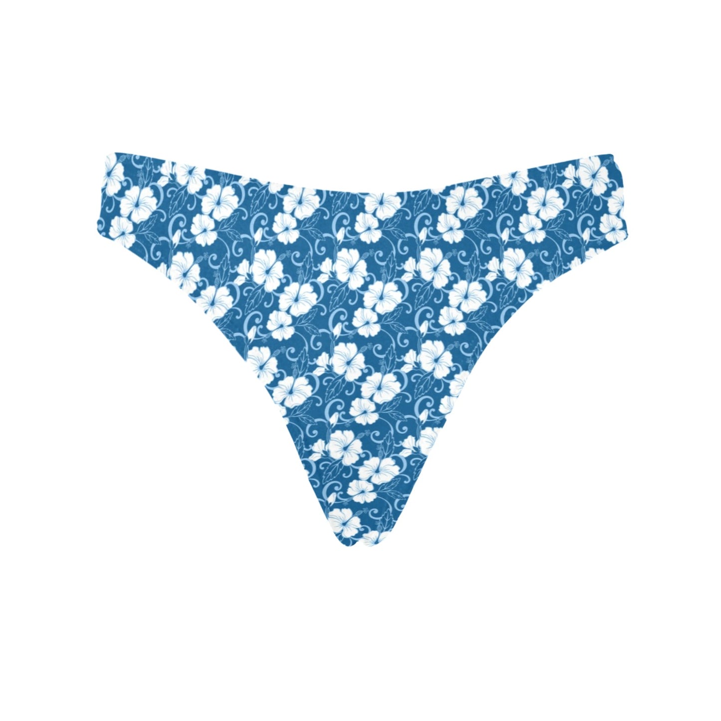 Hibiscus Blue Flower Hawaiian Print Women's Thongs