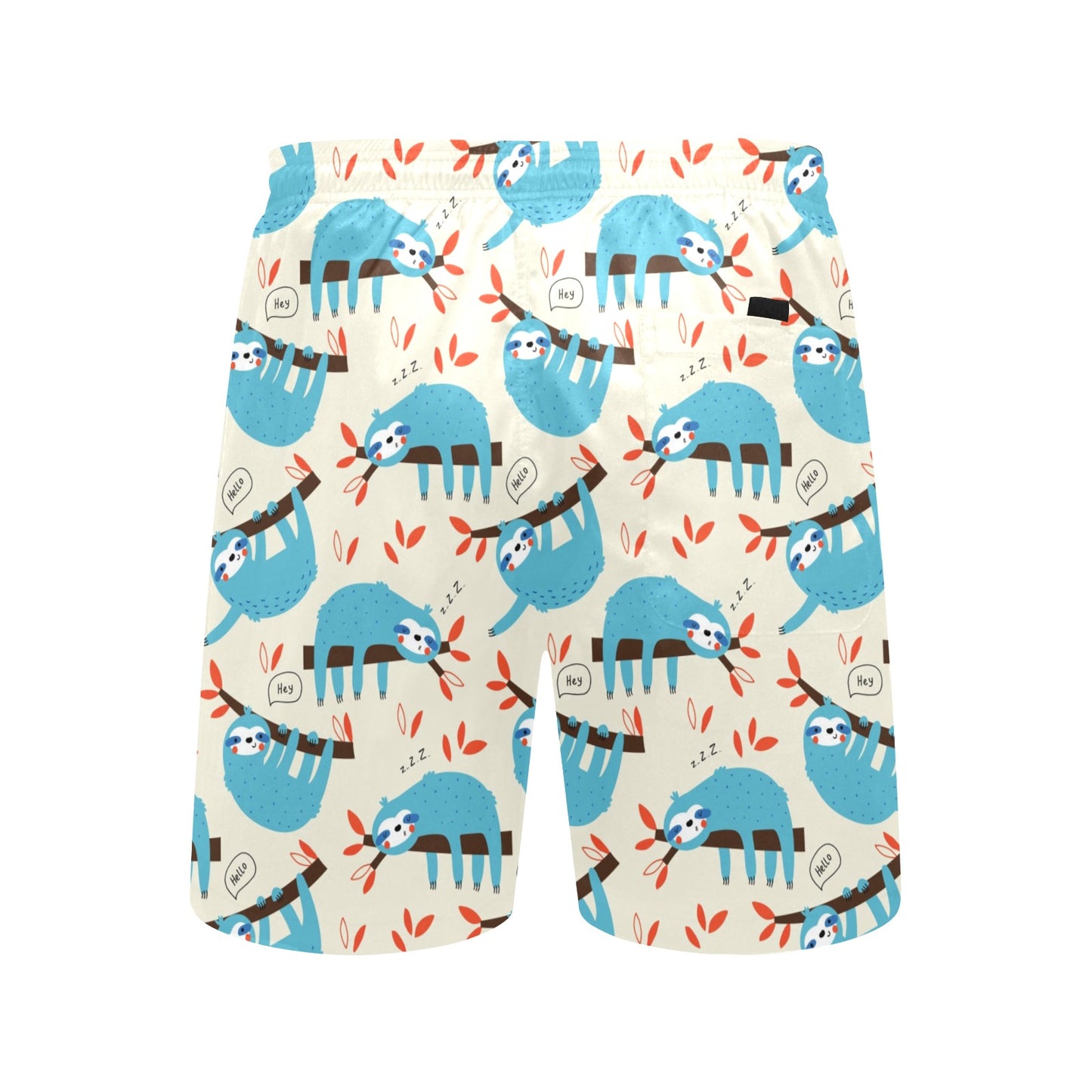 Sloth Print Design LKS3011 Men's Swim Trunks Beach Shorts