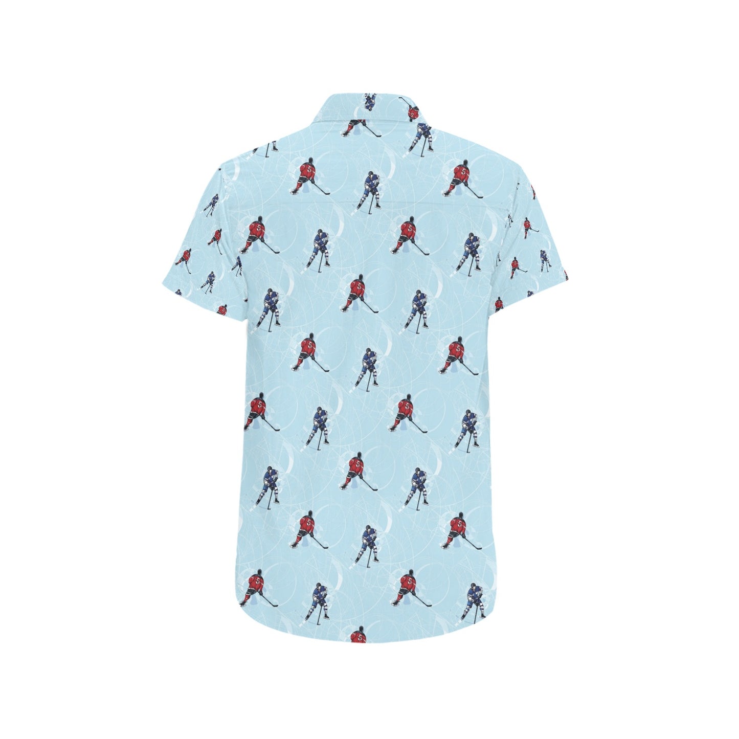 Hockey Player Print Design LKS302 Men Short Sleeve Button Up Shirt