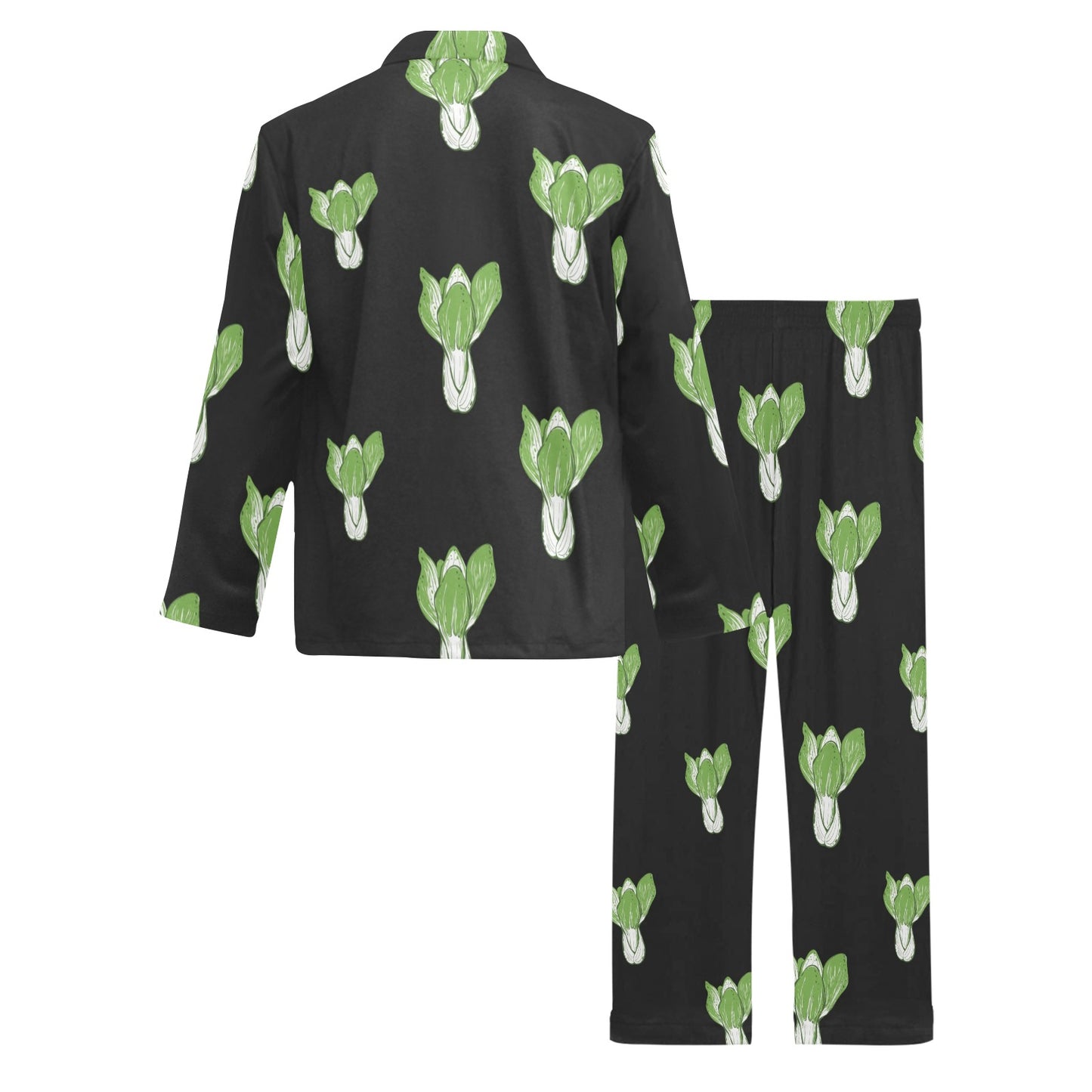 Kale Pattern Print Design 02 Men's Long Pajama Set