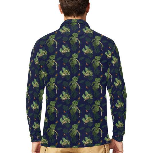 Boa Pattern Print Design 02 Long Sleeve Polo Shirt For Men's