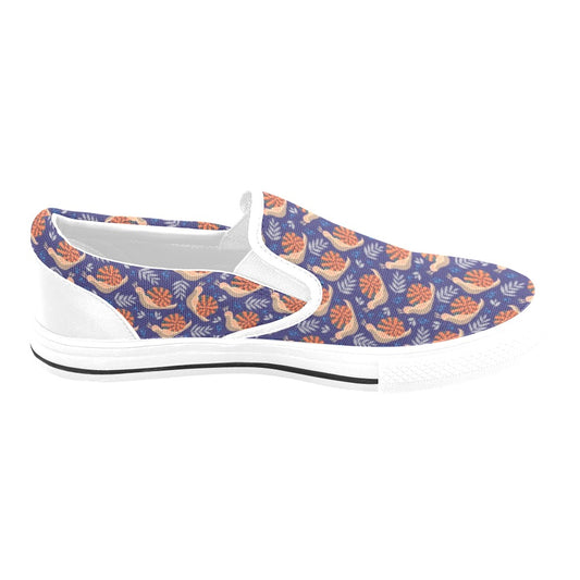 Snail Print Design LKS401 White Slip Ons Canvas Women's Shoes