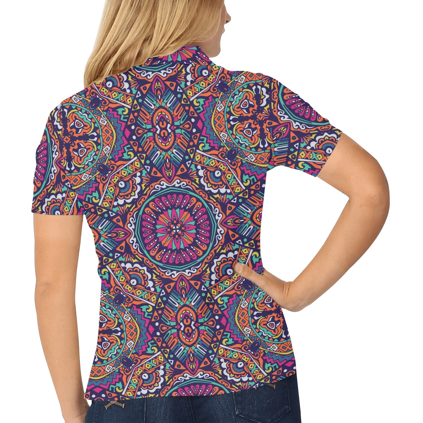 Boho Pattern Print Design 06 Women's Polo Shirt