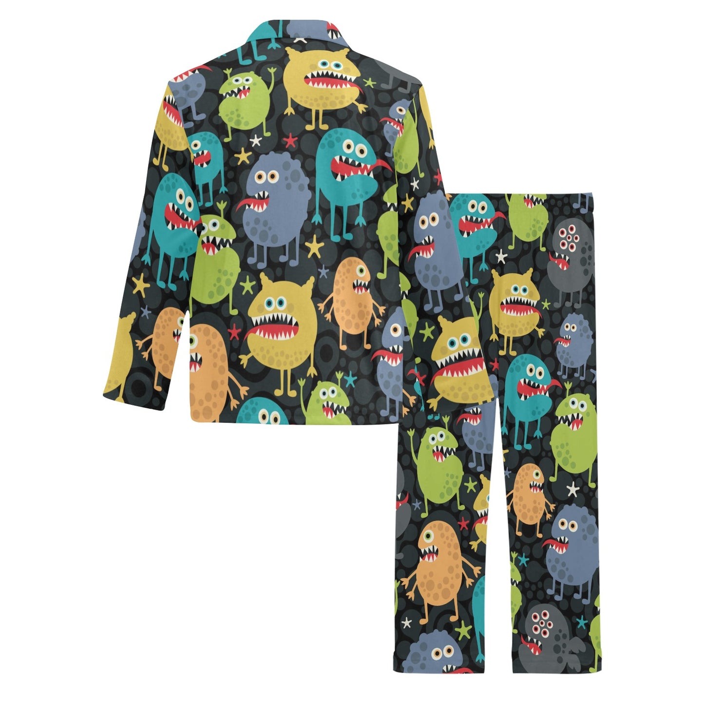 Monster Pattern Print Design 01 Men's Long Pajama Set