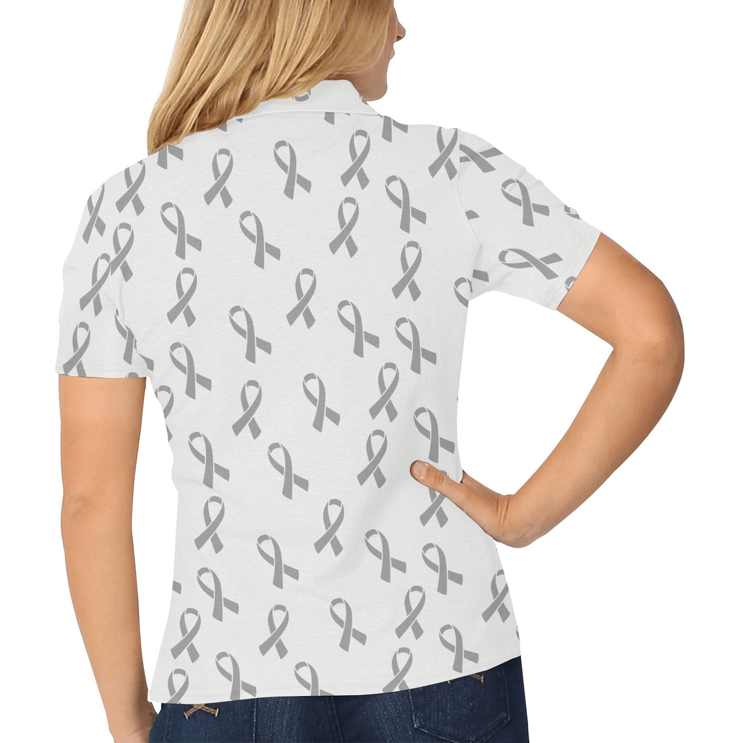 Brain cancer Pattern Print Design 01 Women's Polo Shirt
