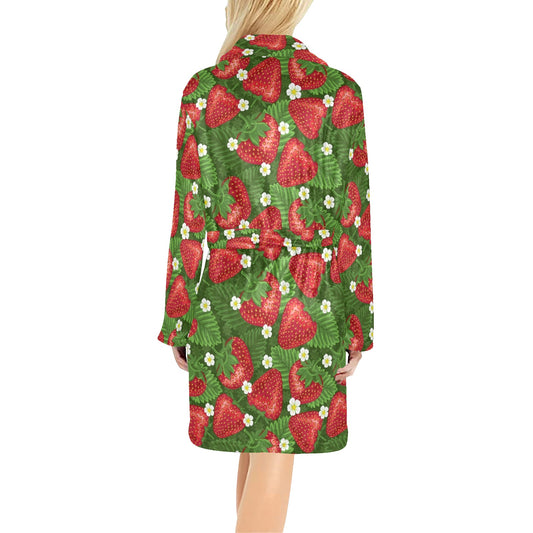 Strawberry Pattern Print Design SB05 Women's Fleece Robe