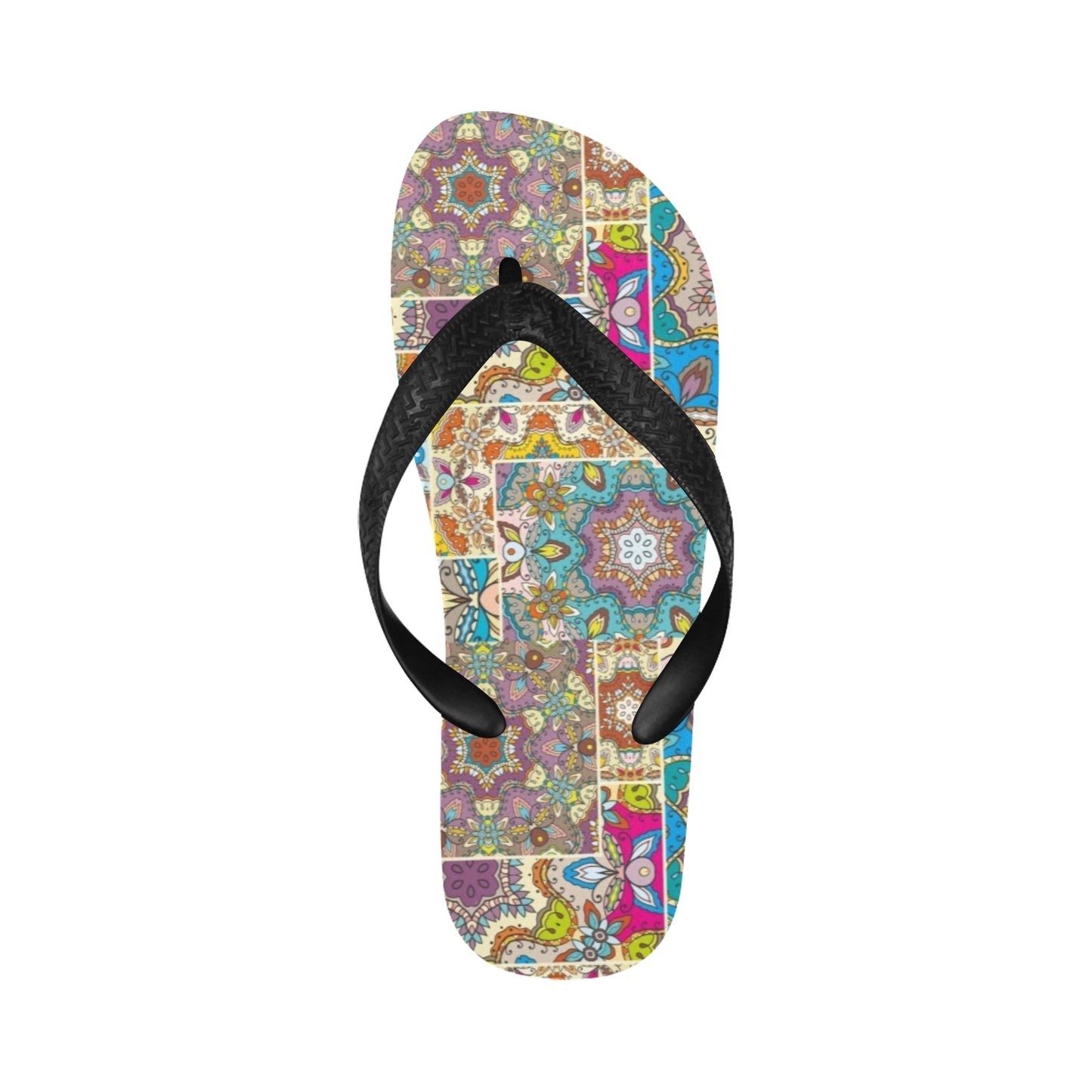 Patchwork Print Design LKS402 Flip Flops