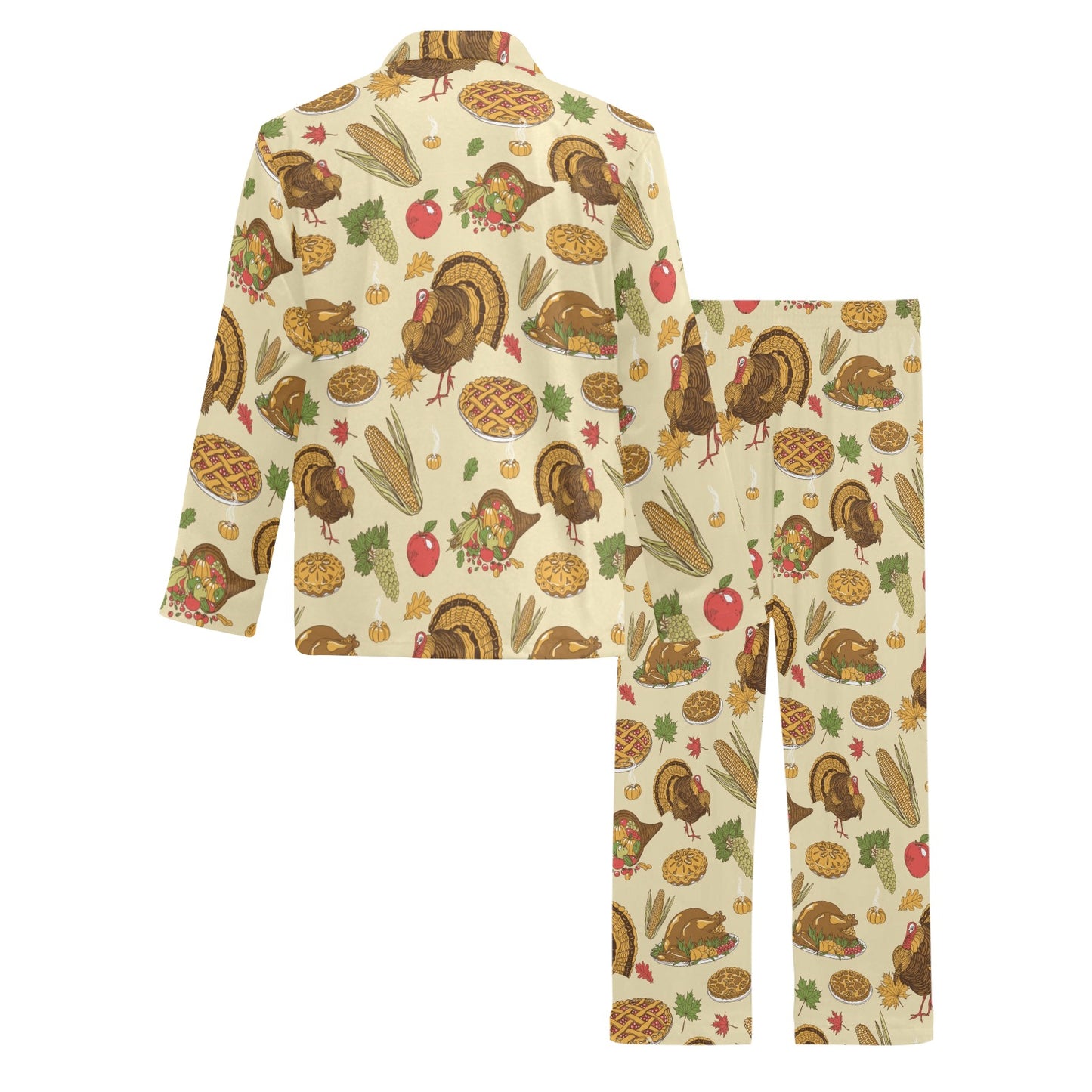 Turkey Pattern Print Design 02 Men's Long Pajama Set