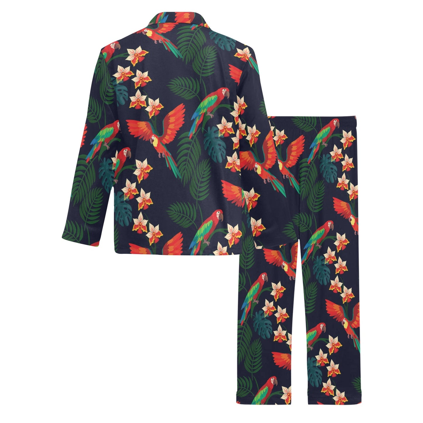 Macaw Pattern Print Design 02 Men's Long Pajama Set