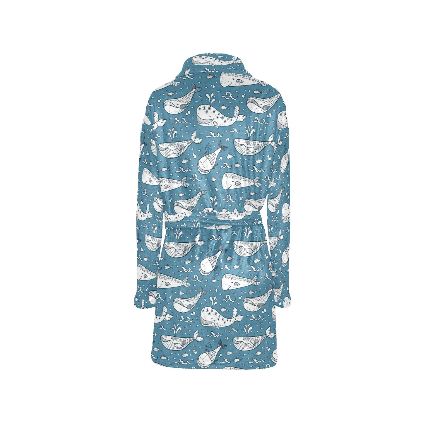 Humpback Whale Pattern Print Design 03 Women's Fleece Robe