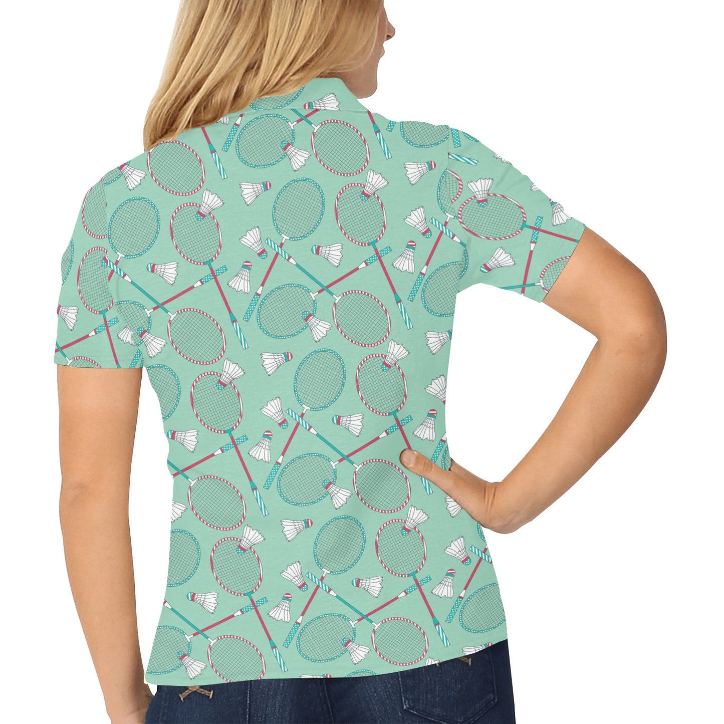 Badminton Pattern Print Design 05 Women's Polo Shirt