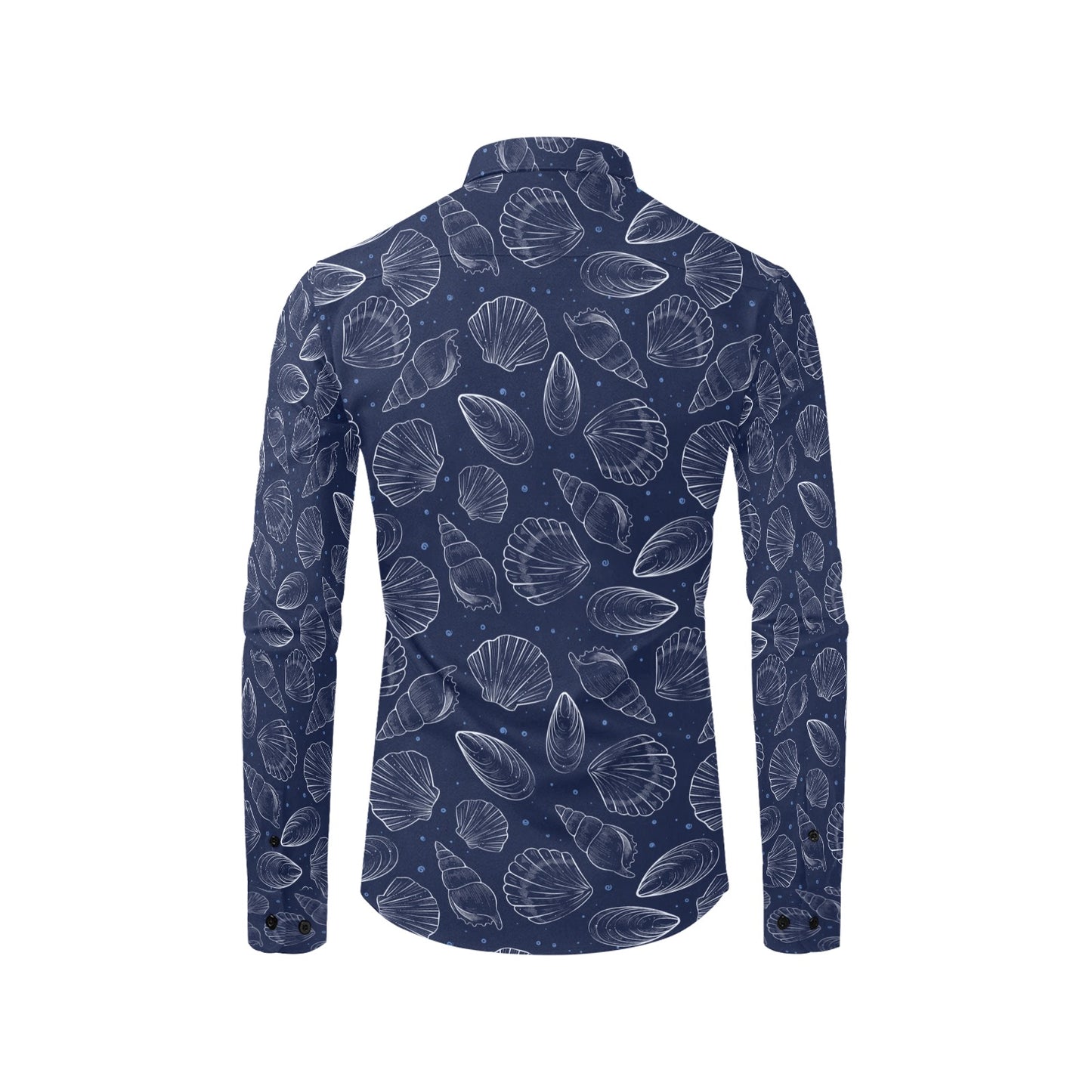Seashell Print Design LKS3011 Men's Long Sleeve Dress Shirt