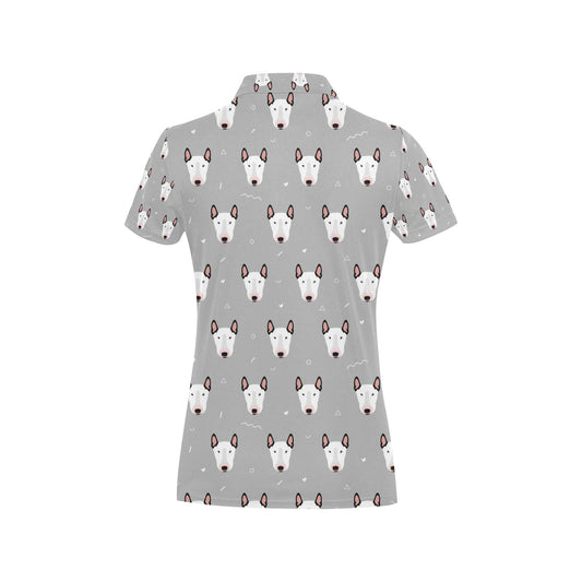 Bull Terrier Head Print Pattern Women's Polo Shirt