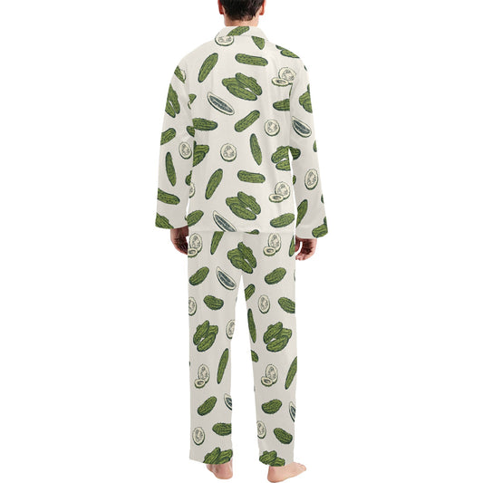 Cucumber Pattern Print Design CC05 Men's Long Pajama Set