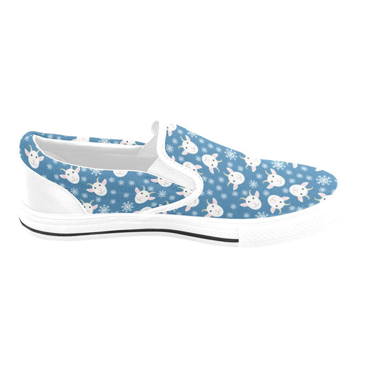 Goat Print Design LKS402 White Slip Ons Canvas Women's Shoes