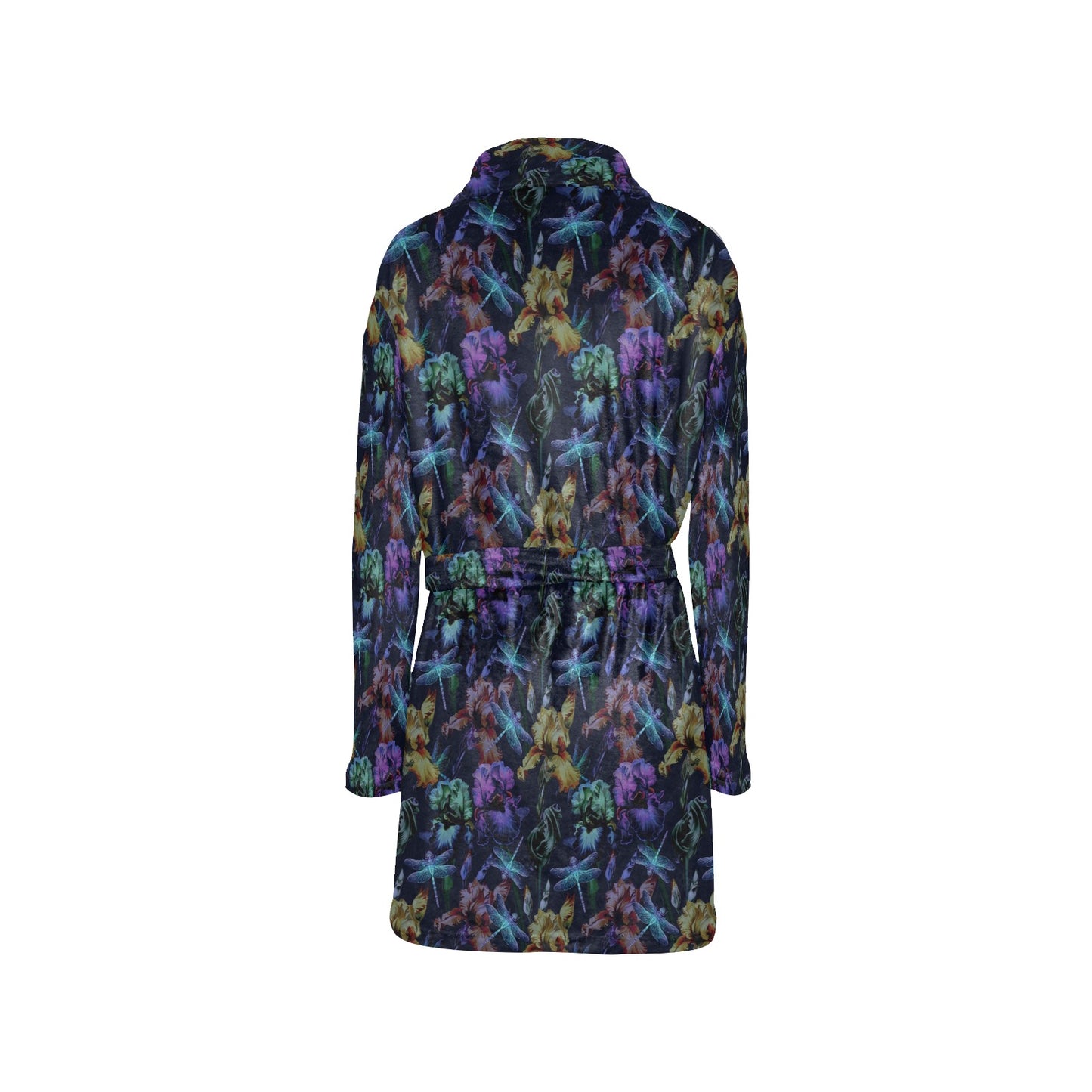 Dragonfly With Floral Print Pattern Women's Fleece Robe