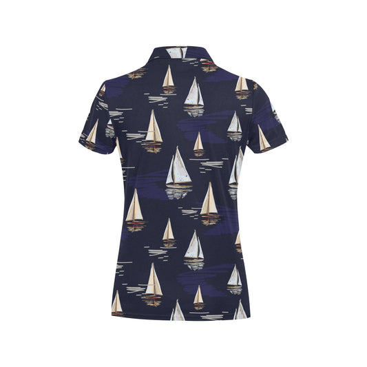 Sailing Ships Pattern Print Design A05 Women's Polo Shirt
