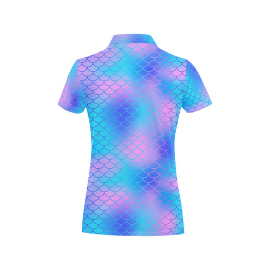 Mermaid Scales Pattern Print Design 04 Women's Polo Shirt