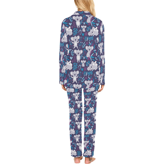 Koala Cute Themed Design Print Women's Long Pajama Set