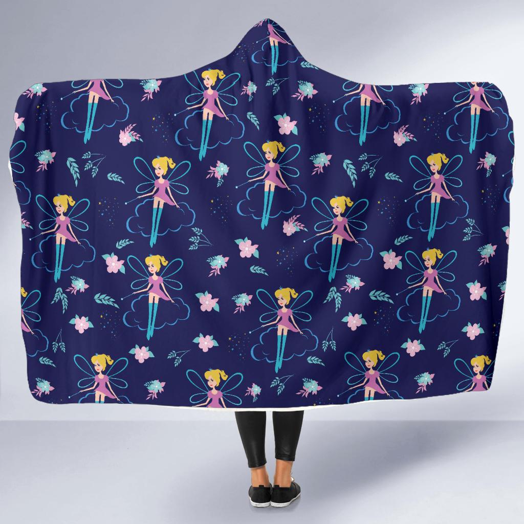 Fairy Cartoon Style Print Pattern Hooded Blanket-JTAMIGO.COM
