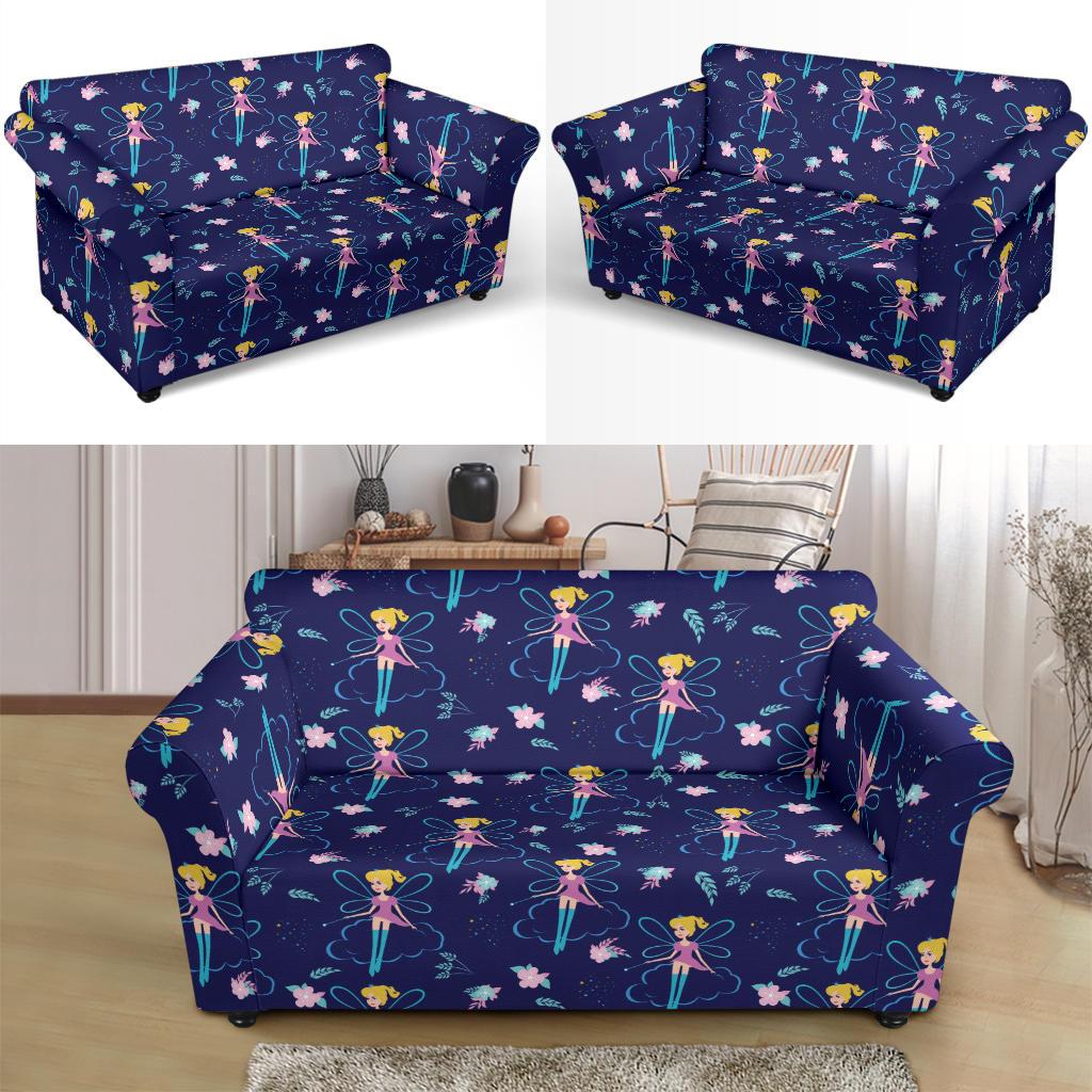 Fairy Cartoon Style Print Pattern Loveseat Slipcover-JTAMIGO.COM