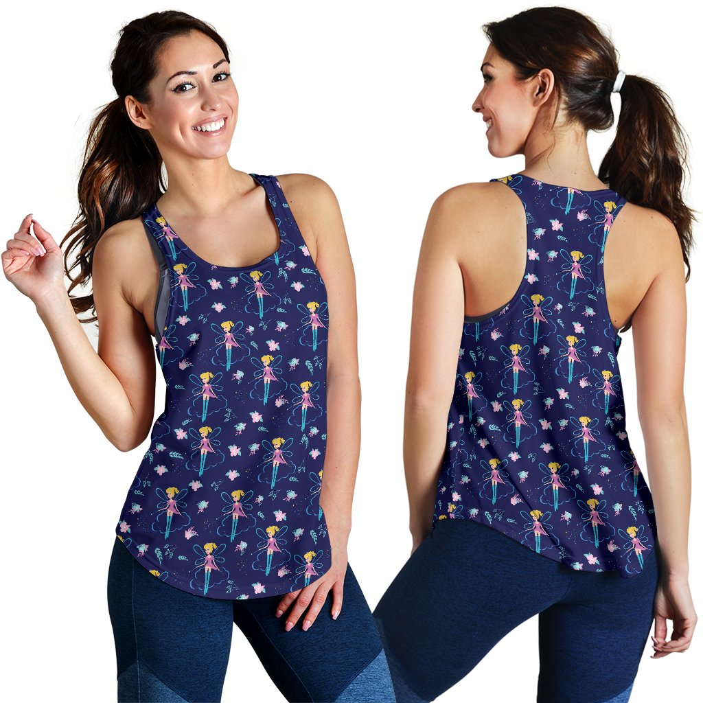Fairy Cartoon Style Print Pattern Women Racerback Tank Top
