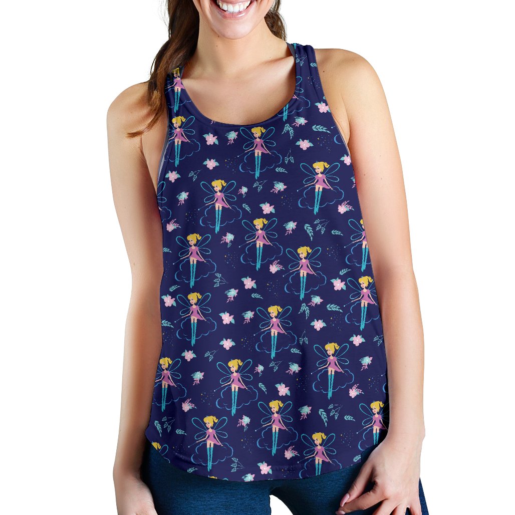 Fairy Cartoon Style Print Pattern Women Racerback Tank Top