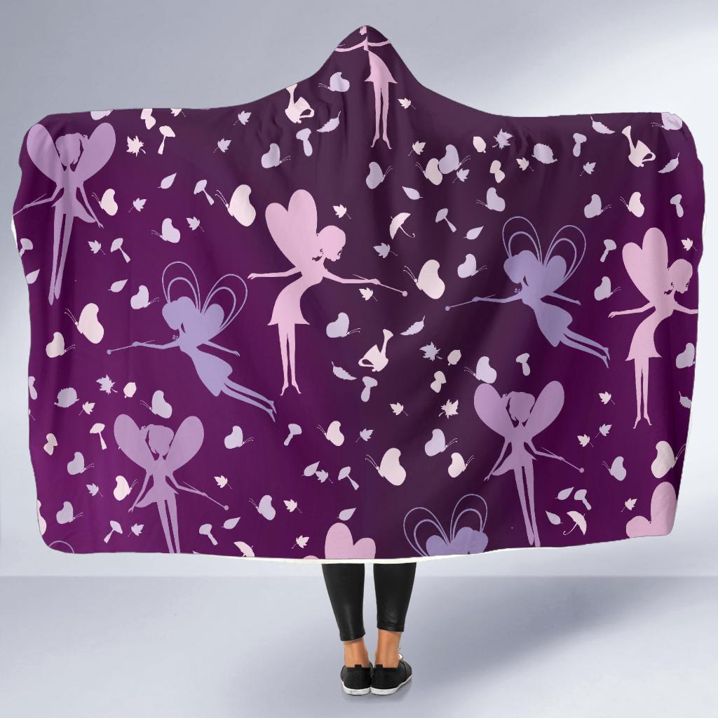 Fairy Pink Print Pattern Hooded Blanket-JTAMIGO.COM