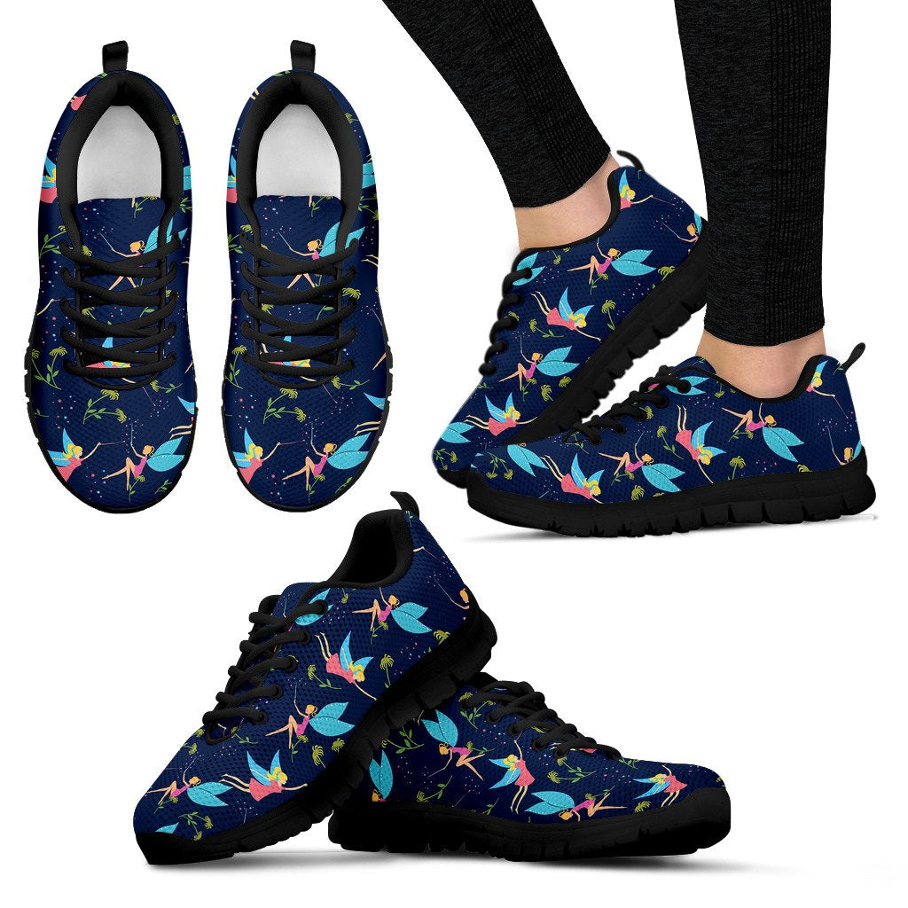 Fairy With Flower Print Pattern Women Sneakers Shoes