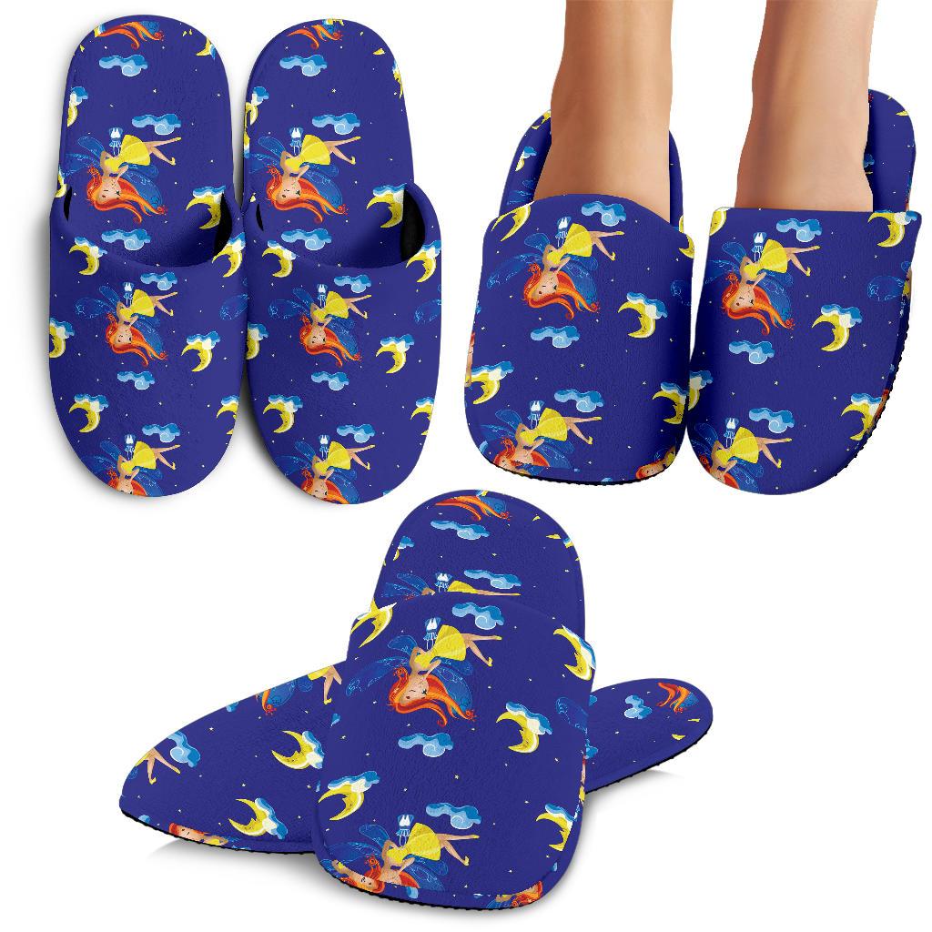 Fairy with Moon Print Pattern House Slippers