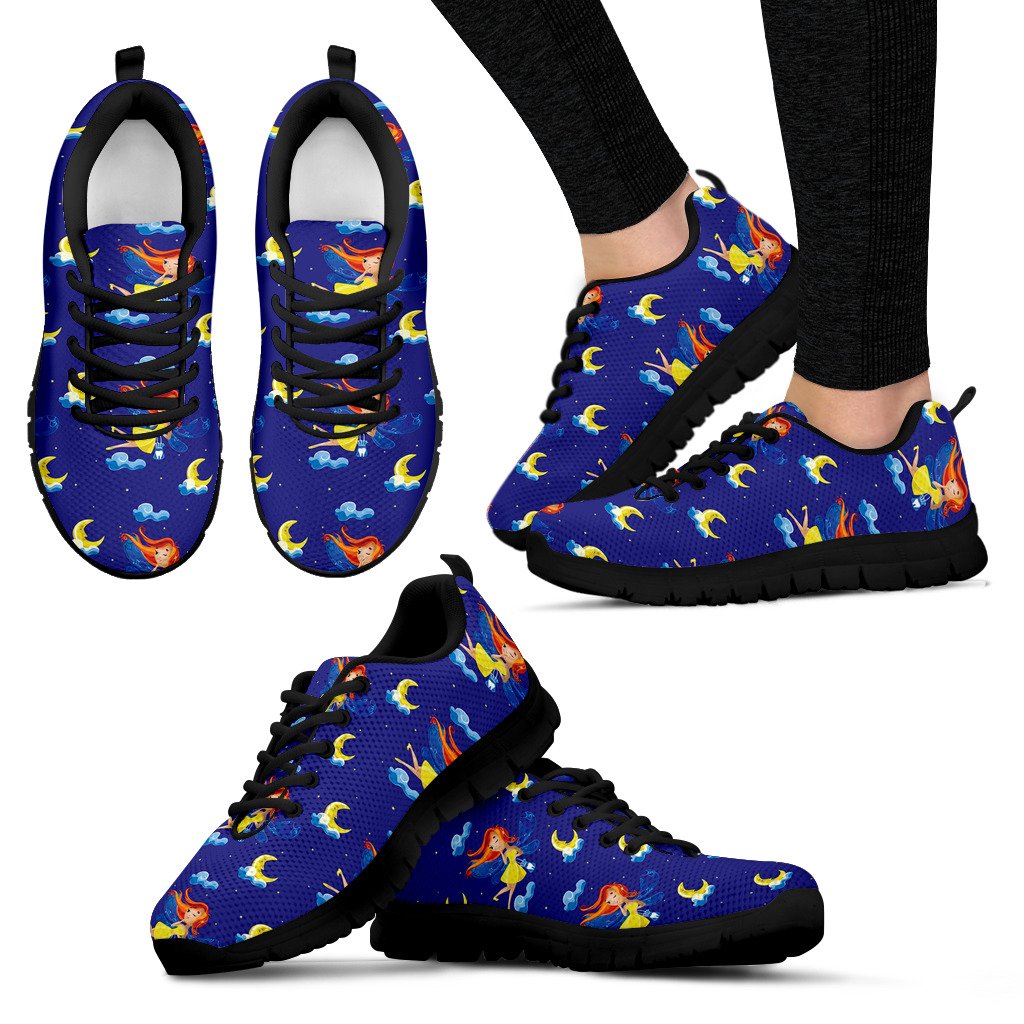 Fairy With Moon Print Pattern Women Sneakers Shoes